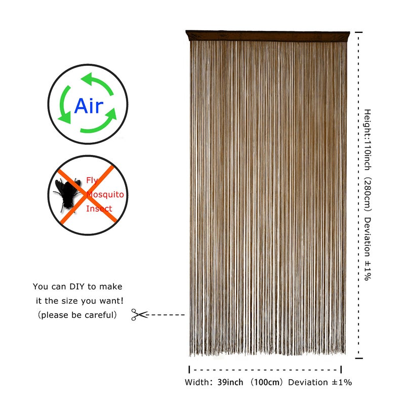 YaoYue Doorway String Curtain Door Curtains Boho Hippie Hanging Patio Tassels Screen Room Decor Bedroom Wall Window Closet Kitchen Living Room Fringe Divider Panel Laundry Room(39?110in/100?280cm  Coffee) - Image 5